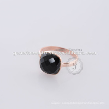 Belle Rose Or Noir Onyx Gemstone Indian Silver Ring Pour Noël En Vente en gros